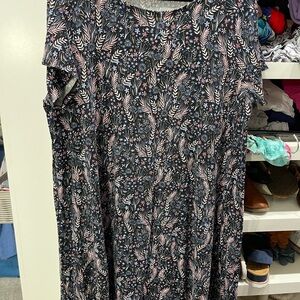 LOFT Black and Pink Floral Dress